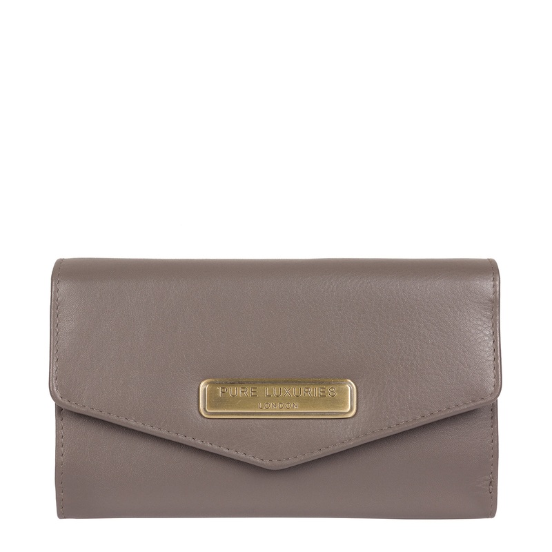 'Polly' Taupe Grey Leather RFID Purse