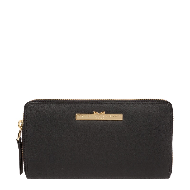 'Robin' Black Leather Zip Round Purse