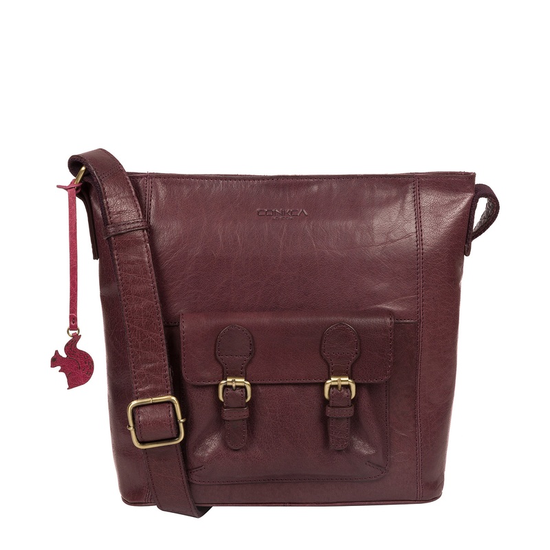 'Robyn' Plum Leather Shoulder Bag
