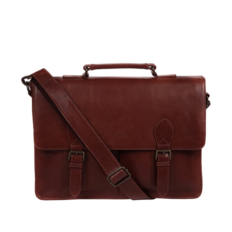 'Scolari' Conker Brown Leather Briefcase