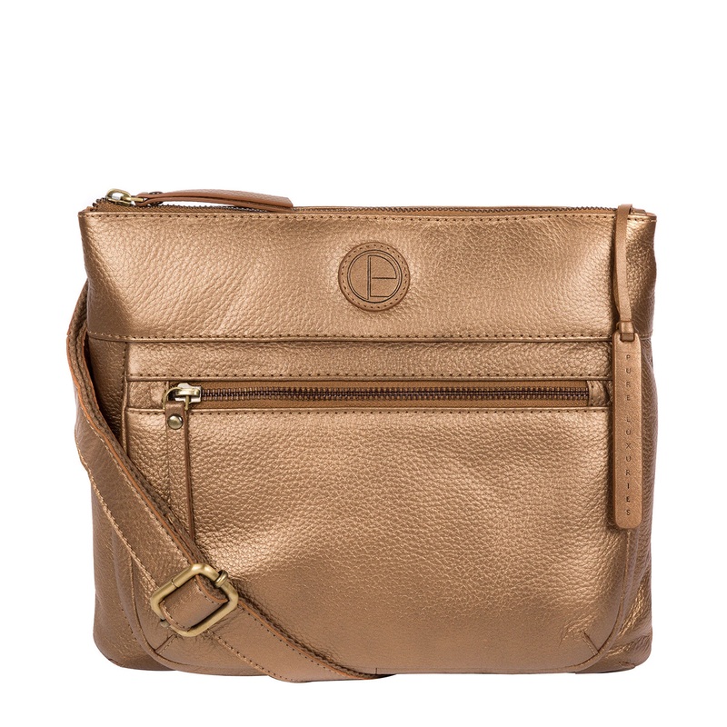 'Serenity' Bronze Gold Leather Cross Body Bag