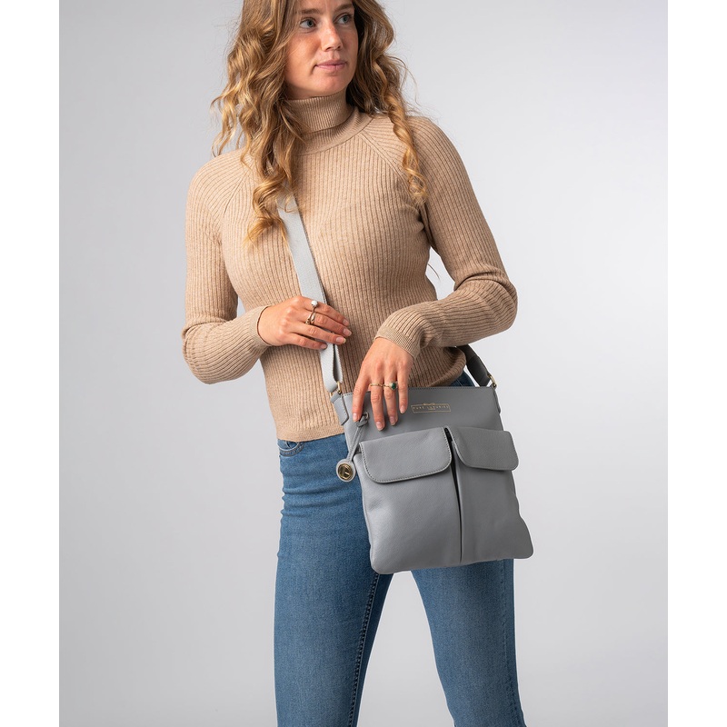 'Soames' Grey Leather Cross Body Bag