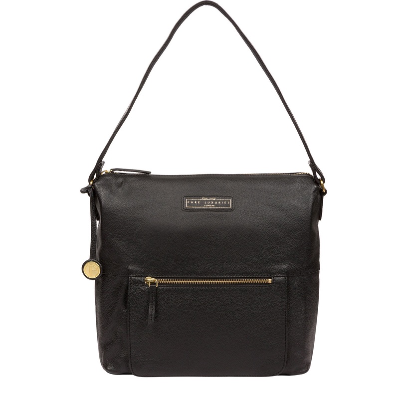 'Tadley' Black & Gold Leather Shoulder Bag