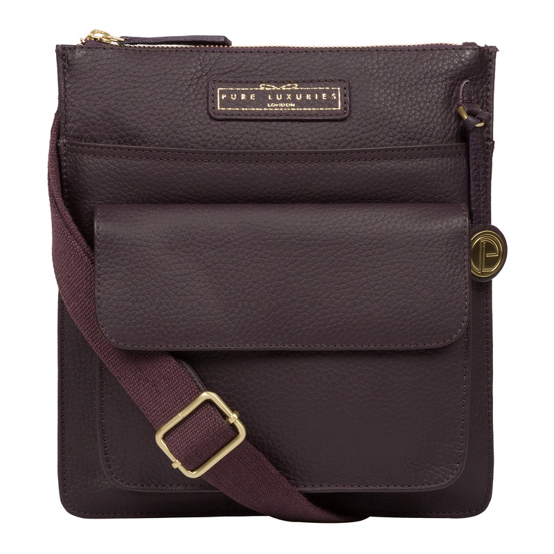 'Tenby' Plum Leather Cross Body Bag