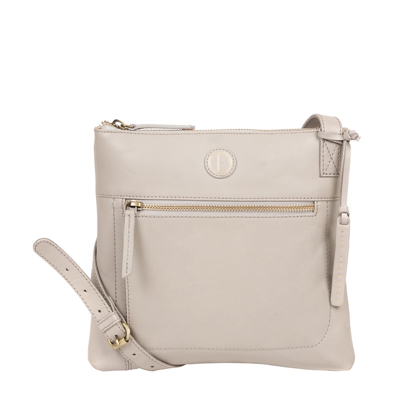 'Valley' Dove Grey Leather Cross Body Bag