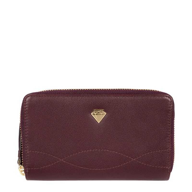 'Wittion' Beetroot Leather Zip-Round Purse