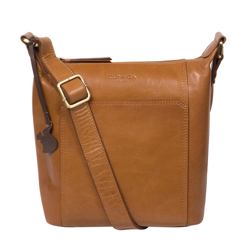 'Yasmin' Dark Tan Leather Cross Body Bag