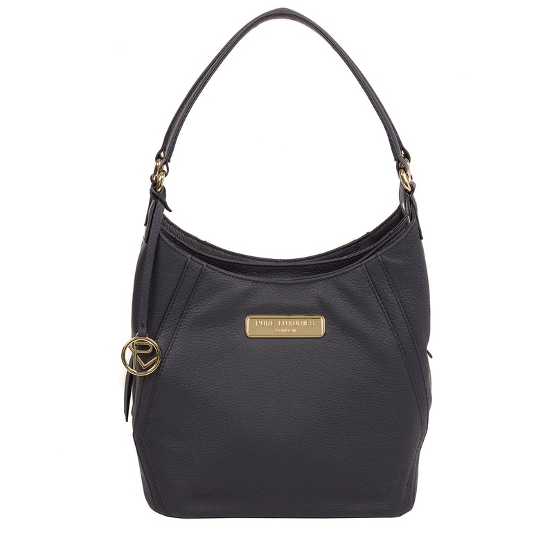 'Abigail' Navy Leather Shoulder Bag