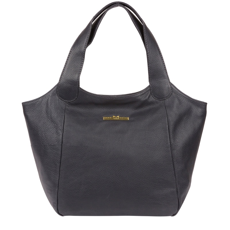 'Alina' Midnight Blue Leather Tote Bag