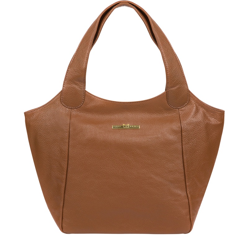'Alina' Tan Leather Tote Bag
