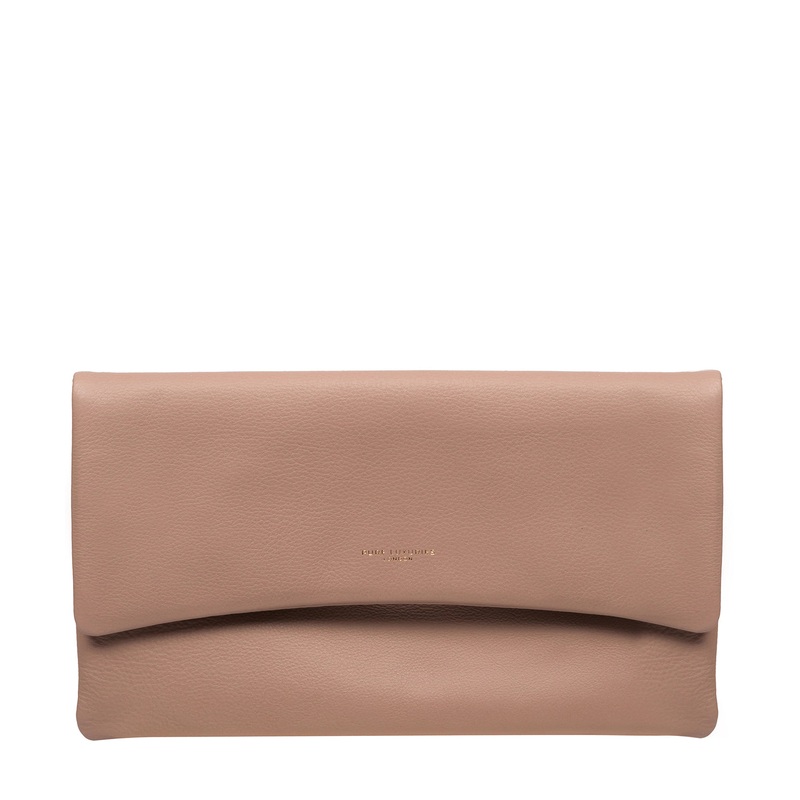 'Amelia' Blush Pink Leather Clutch Bag