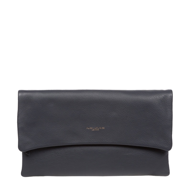 'Amelia' Navy Nappa Leather Clutch Bag