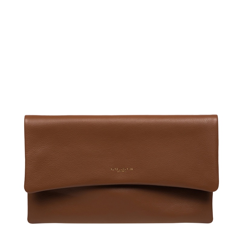 'Amelia' Tan Leather Clutch Bag