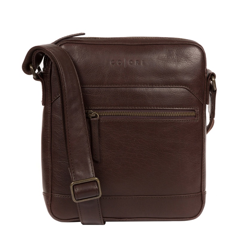 'Anzio' Italian-Inspired Espresso Leather Cross Body Bag