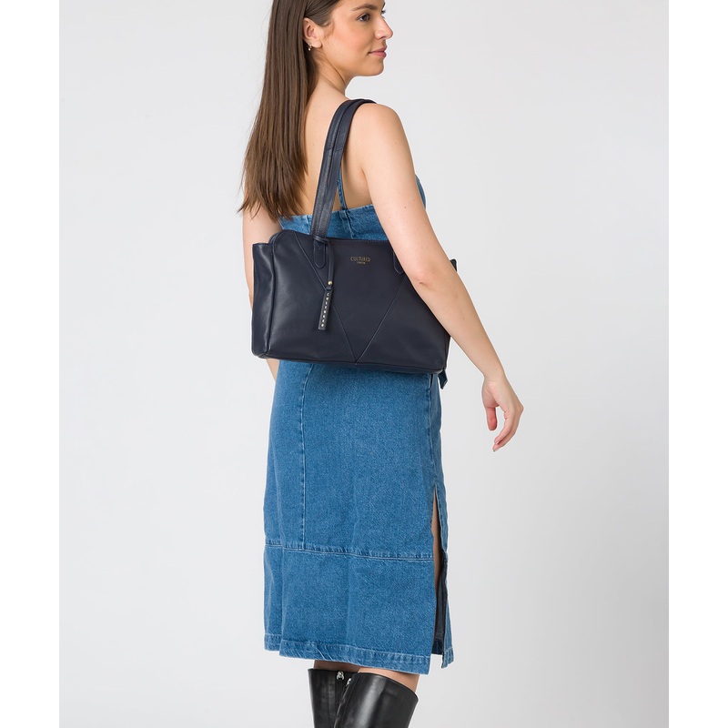 'Astoria' Ink Leather Shoulder Bag