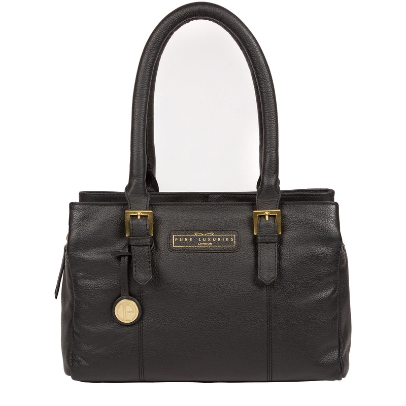 'Avebury' Black & Gold Leather Handbag
