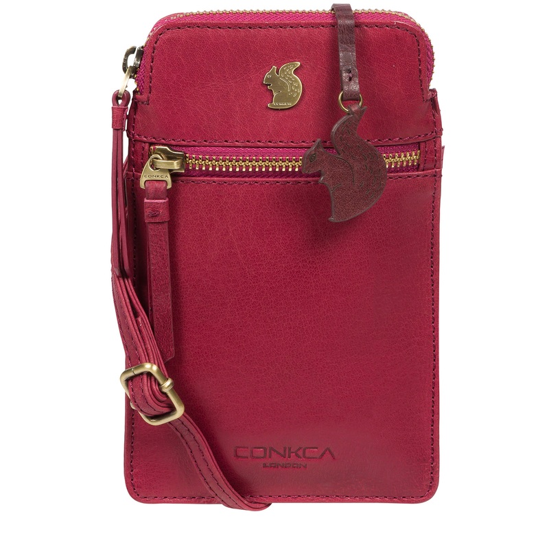 'Bambino' Orchid Leather Cross Body Phone Bag