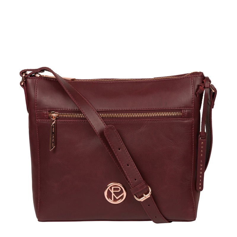 'Byrne' Burgundy Leather Cross Body Bag