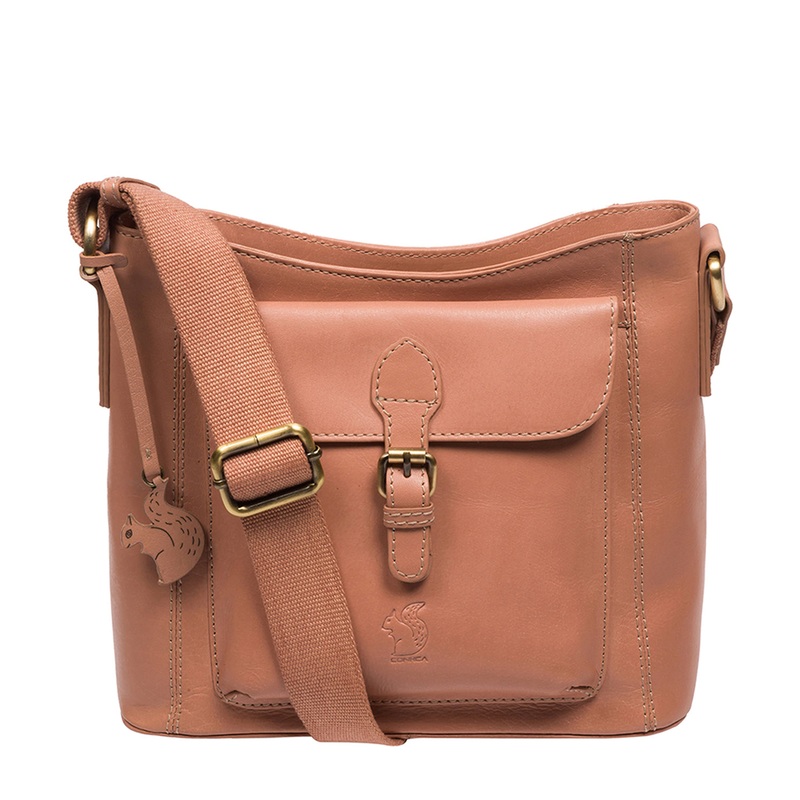 'Carla' Subtle Pink Leather Cross Body Bag