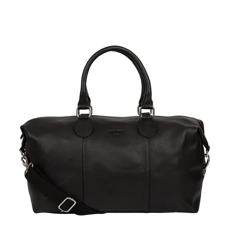 'Circuit' Black Leather Mini Holdall