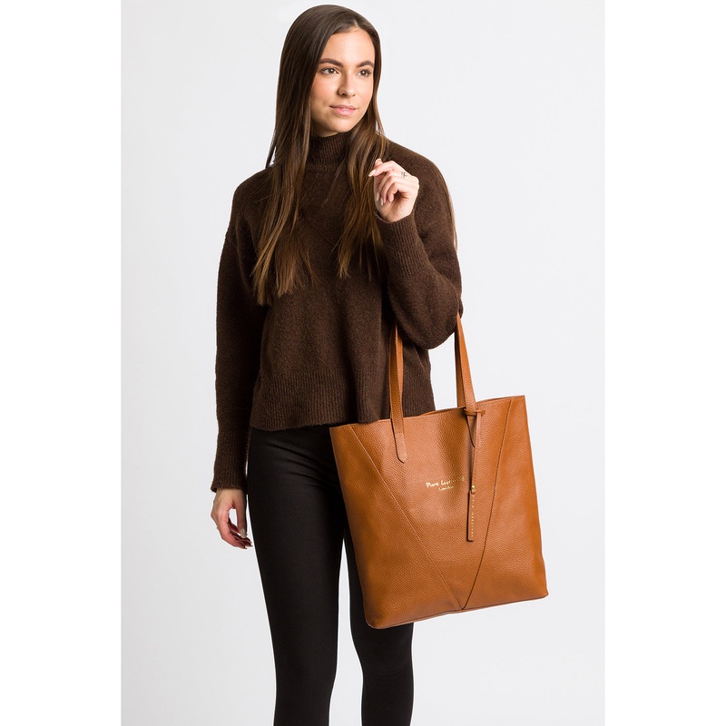 'Claudia' Tan Leather Shopper Bag