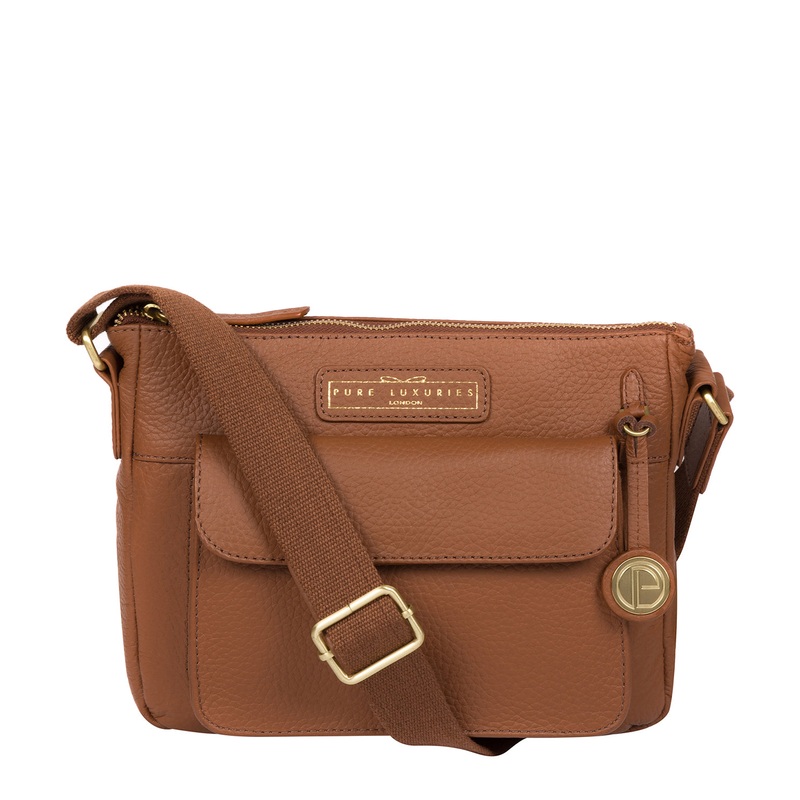'Colton' Tan Leather Cross Body Bag