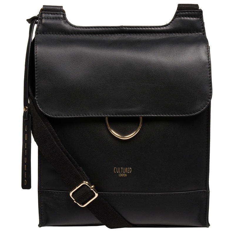 'Covent' Black Leather Cross Body Bag