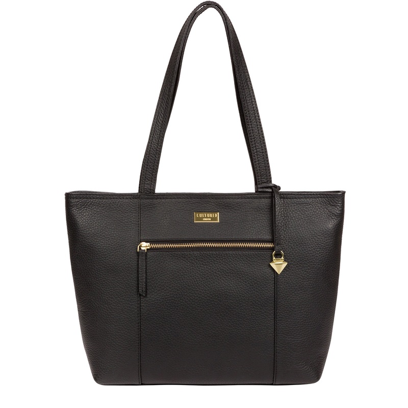 'Dawn' Black Leather Tote Bag