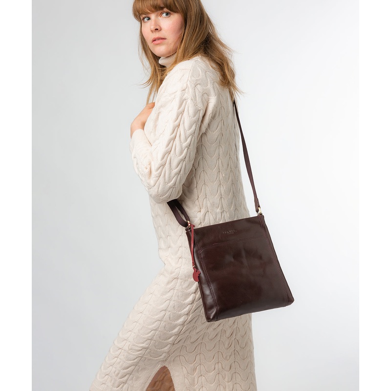 'Dink' Plum Leather Cross Body Bag