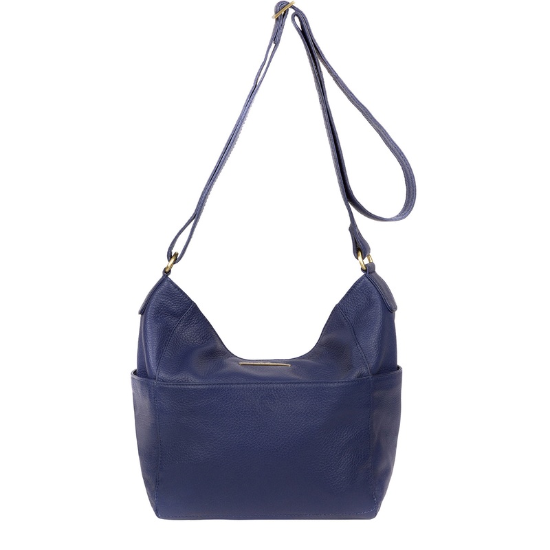 'Dorothea' Navy Leather Shoulder Bag