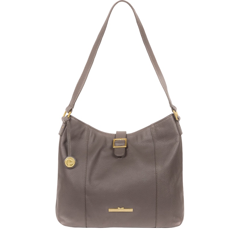 'Elaine' Grey Leather Shoulder Bag