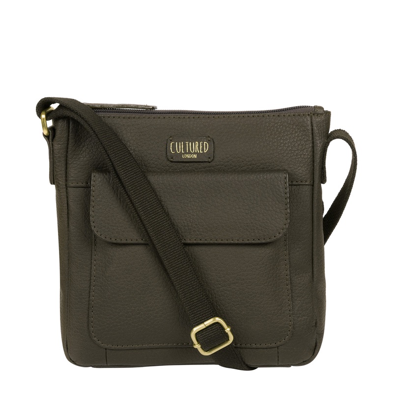 'Elna' Olive Leather Small Cross Body Bag