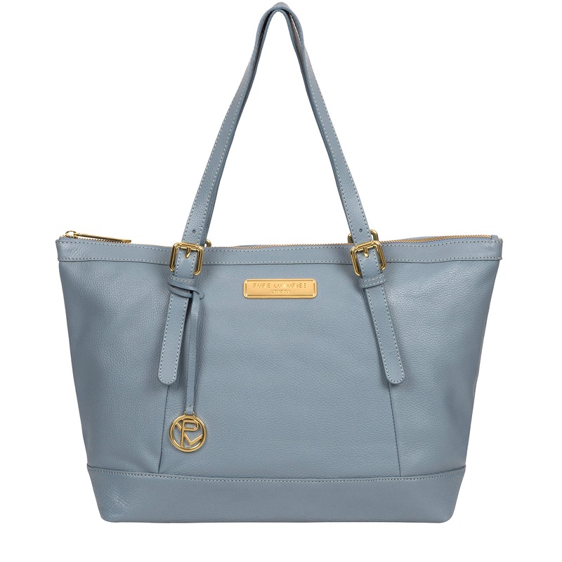 'Emily' Blue Cloud Leather Tote Bag