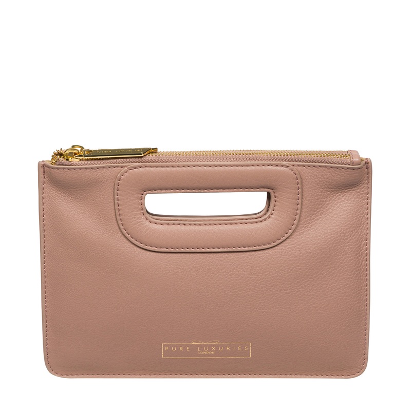 'Esher' Blush Pink Leather Clutch Bag