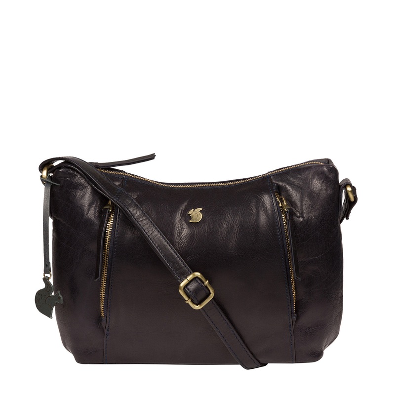 'Esta' Navy Leather Cross Body Bag