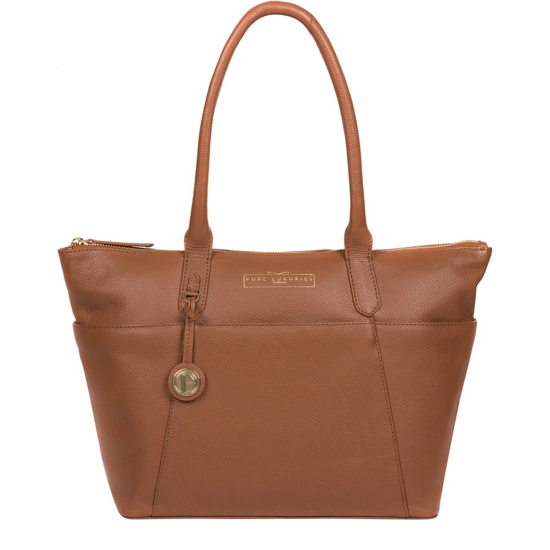 'Everly' Tan Leather Tote Bag