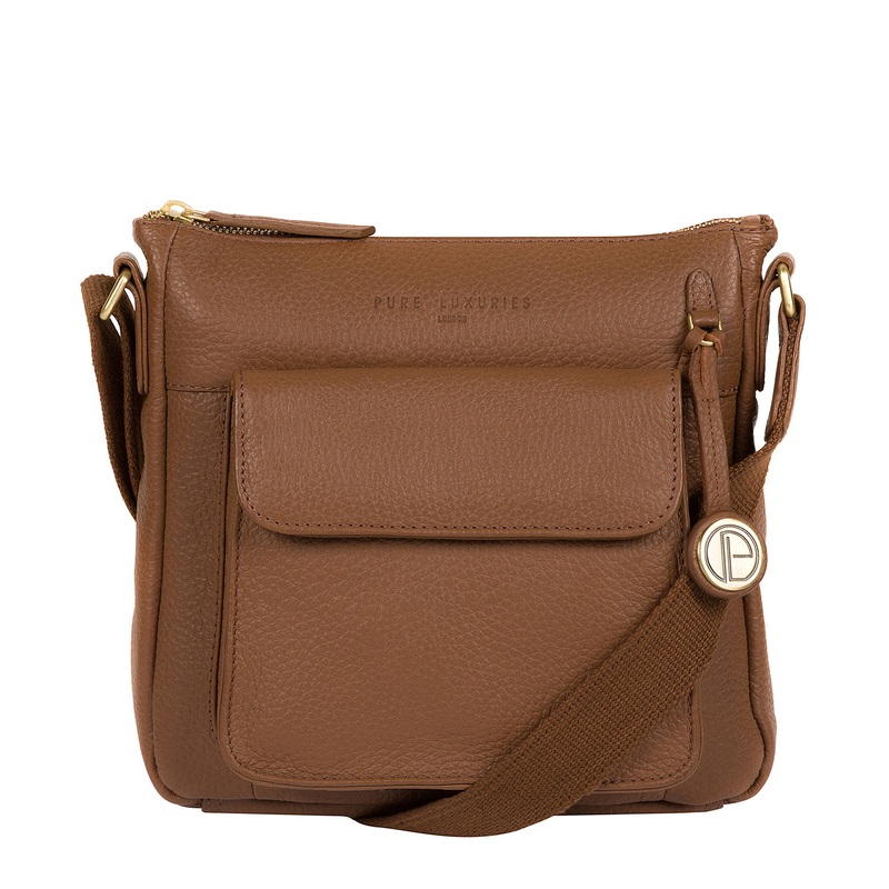 'Fleet' Dark Tan Leather Cross Body Bag