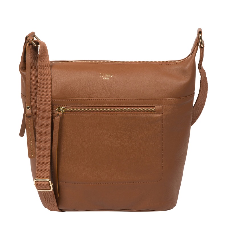 'Gants' Dark Tan Leather Cross Body Bag