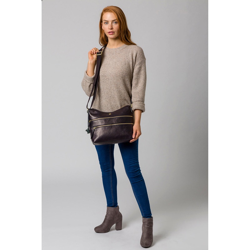 'Georgia' Navy Leather Shoulder Bag