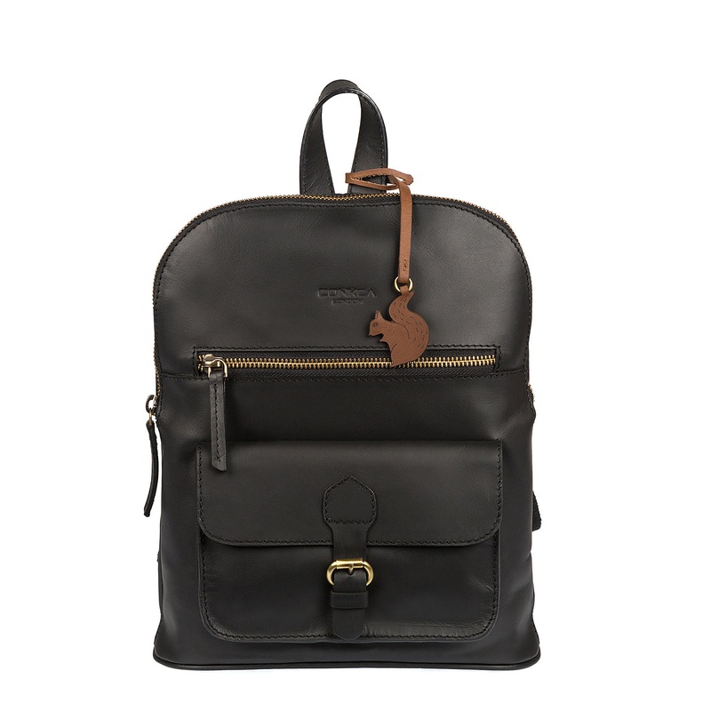 'Grove' Vintage Black Handcrafted Leather Small Backpack