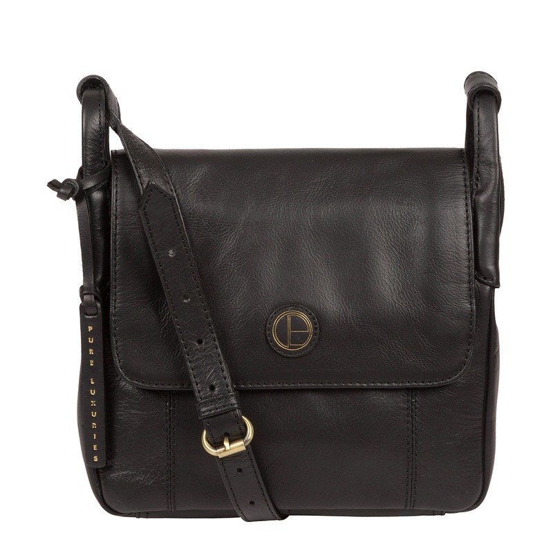 'Houghton' Vintage Black Leather Cross Body Bag