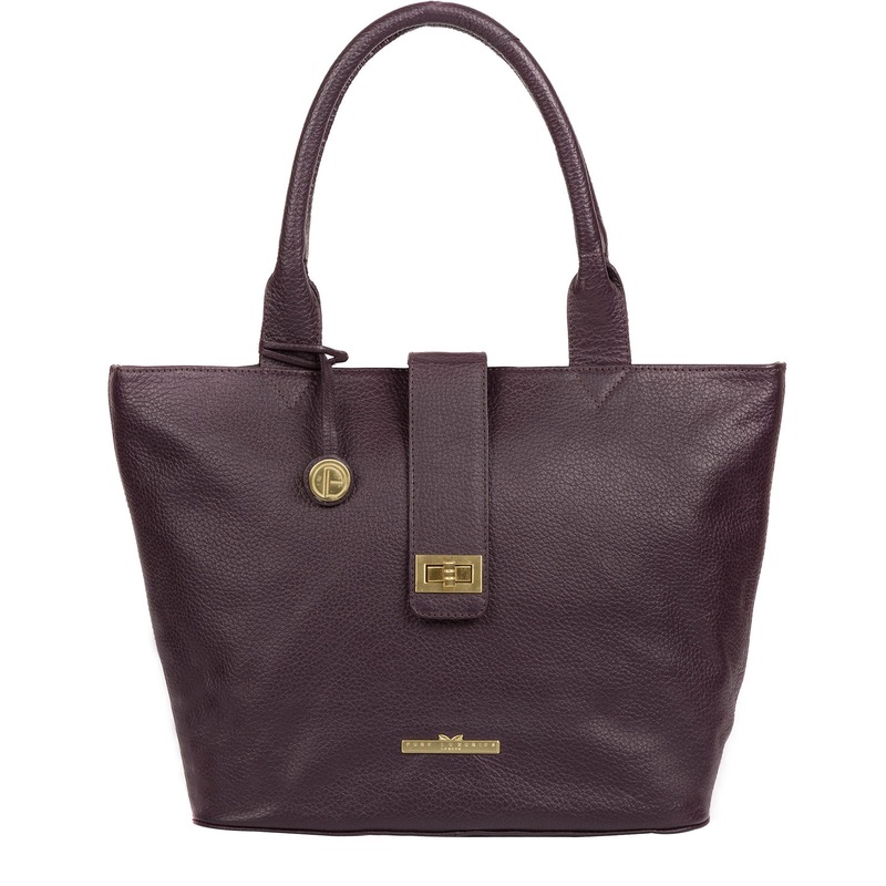 'Ida' Plum Leather Tote Bag