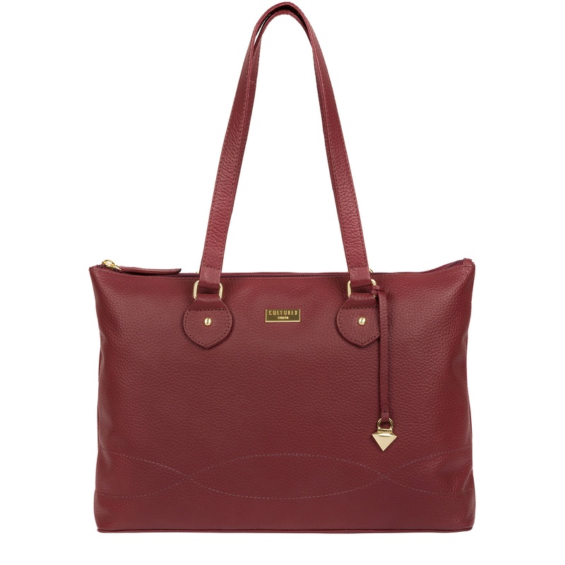 'Idelle' Ruby Red Leather Tote Bag