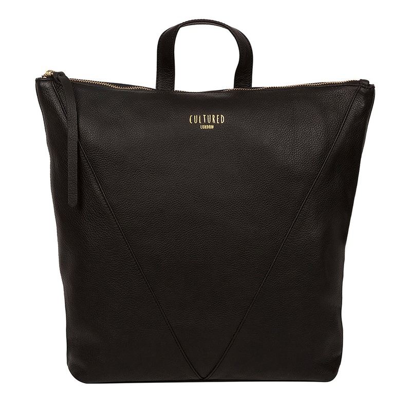 'Iiford' Black Leather Backpack