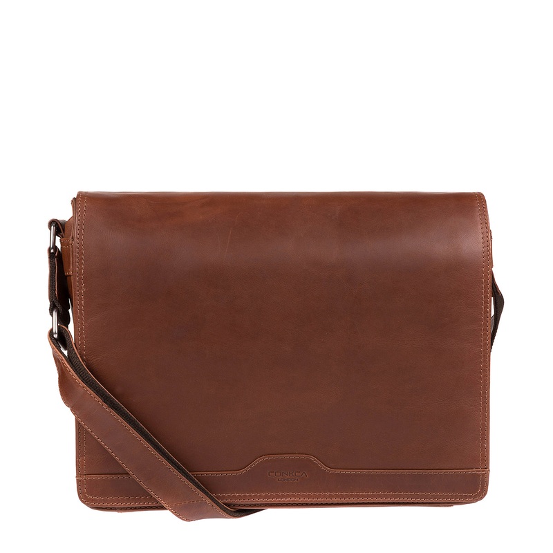 'Islington' Conker Brown Natural Cowhide Messenger Bag