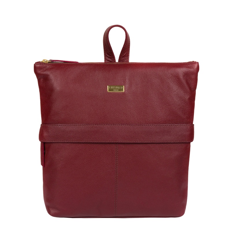 'Jada' Ruby Red Leather Backpack