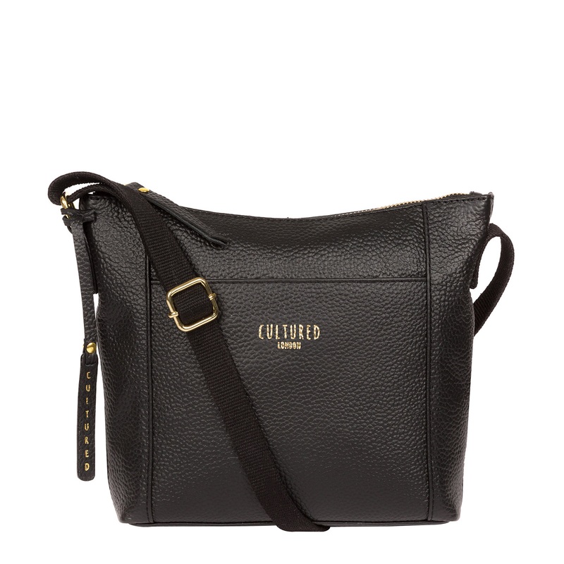 'Jenny' Black Leather Cross Body Bag