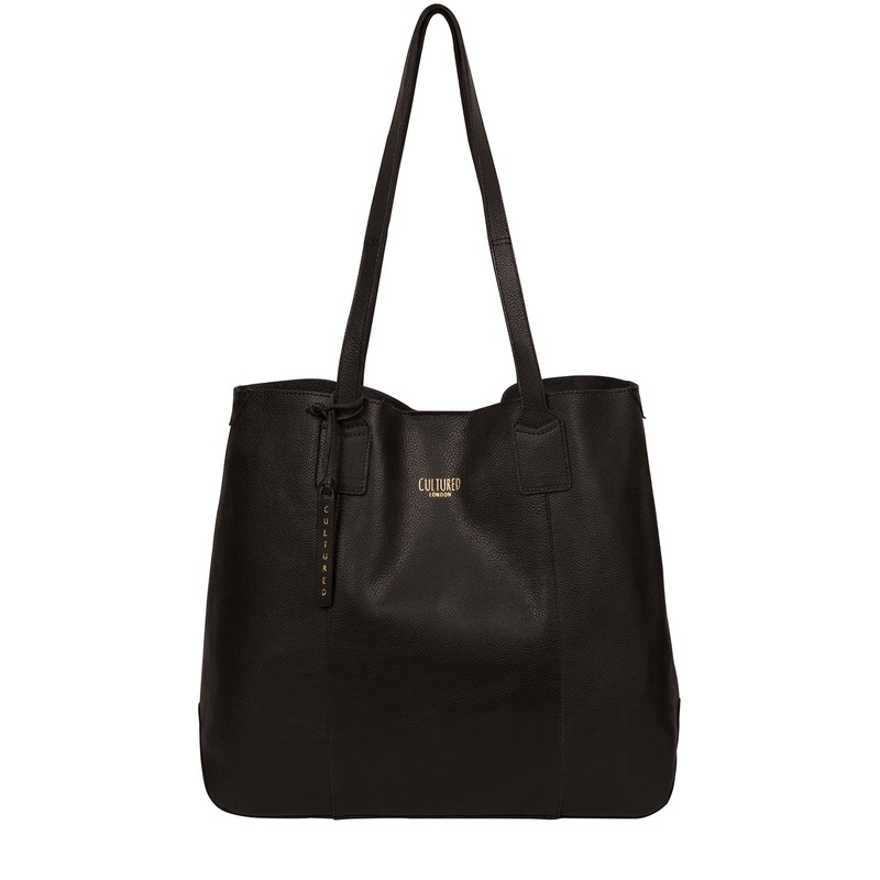 'Kingston' Black Leather Shopper Bag