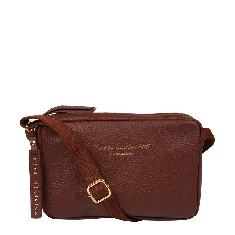 'Laine' Cognac Leather Cross Body Bag