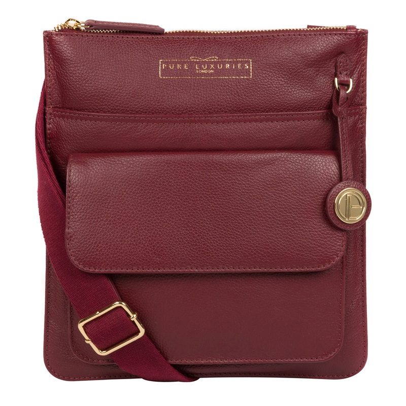'Langley' Deep Red Leather Cross Body Bag